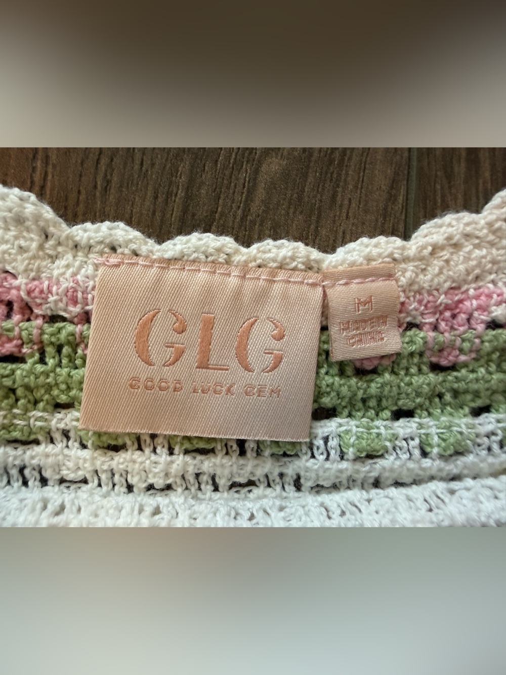 Good Luck Gem Crochet Floral Tank Top size M Boho Cottagecore Granny Square - Picture 5 of 8